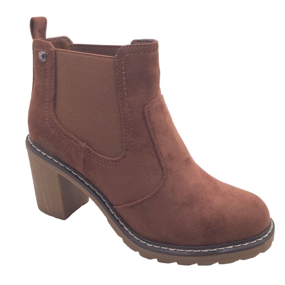 Boutique by Corkys Womens Rocky Brown Stacked Heel Ankle Boot
